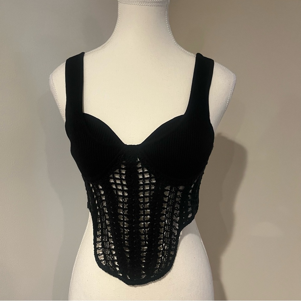 Hera Collection Black Crochet Corset Top